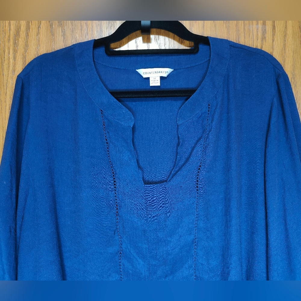 Women's Counterparts Blue Bell Sleeve Tunic Top, Size 3X - Picture 2 of 7